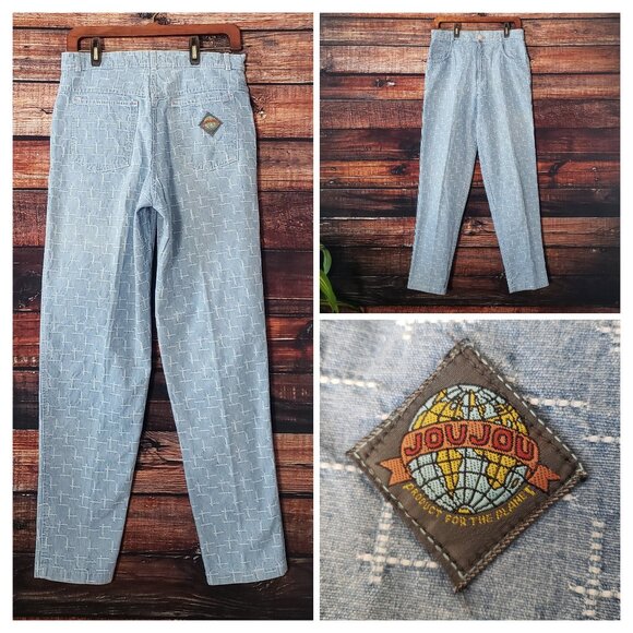 JouJou Vintage 80s Jeans High Rise Tapered Mom Embroidered Denim US Made Rare - Picture 1 of 11